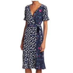 Tanya Taylor Silk Dress Size 2 Luisa mixed floral print wrap dress